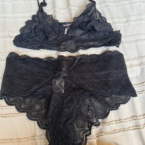 Cosabella Charcoal Lace Bralette and Panty Set